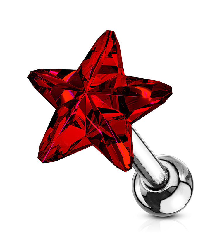 16G Red Star Cartilage Barbell