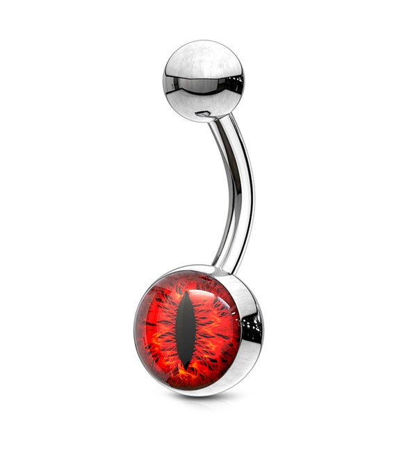 Red Cat's Eye Belly Button Ring