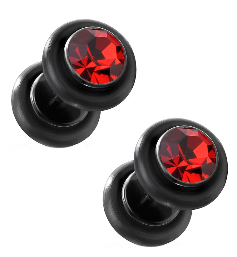 Red CZ Black Fake Plugs