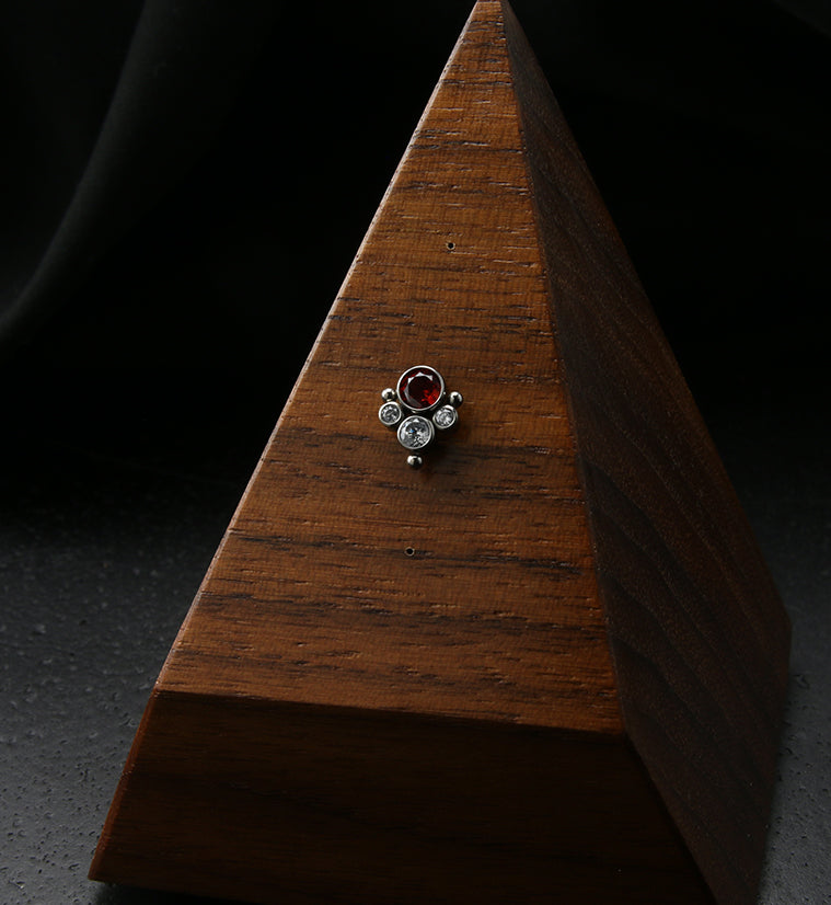 Red CZ Bundle Titanium Threadless Top