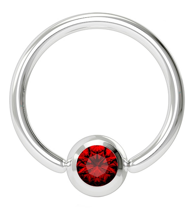 Red Gem Stainless Steel Captive Ring