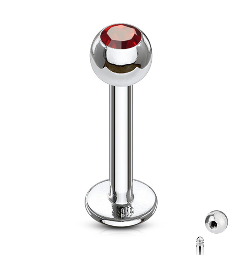 Red CZ Labret Post