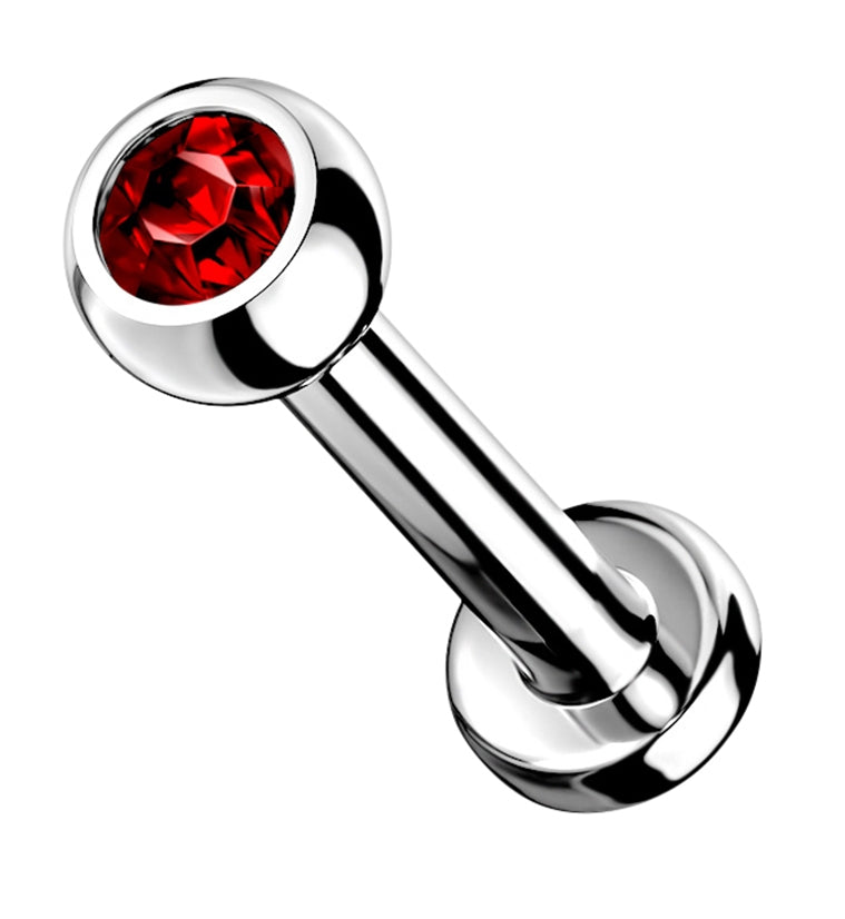 16G Red Gem Titanium Internally Threaded Labret | UrbanBodyJewelry.com