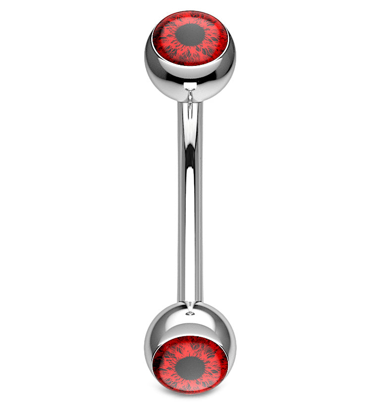 Red Eyeball Stainless Steel Curved Barbell