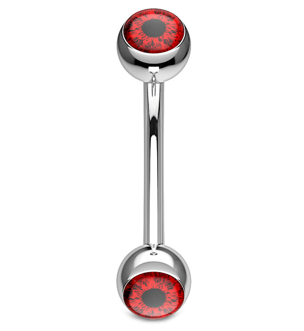 Red Eyeball Stainless Steel Curved Barbell