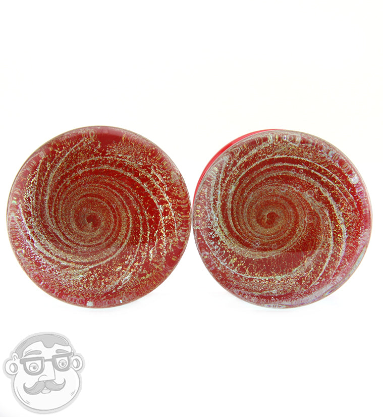 Red Cosmic Spiral Glass Plugs