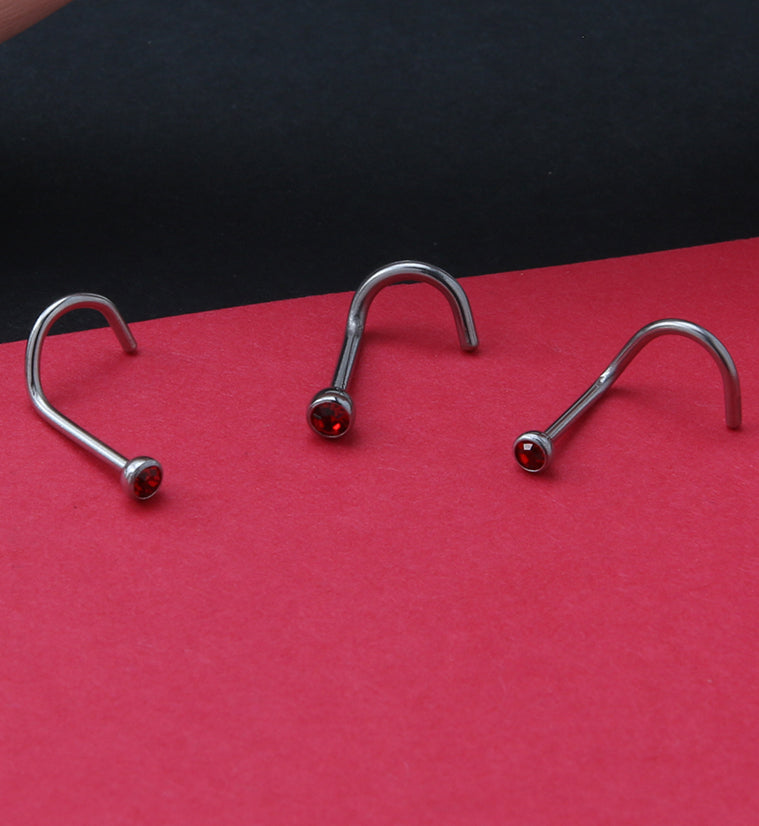 Red Gem Nose Screw Ring