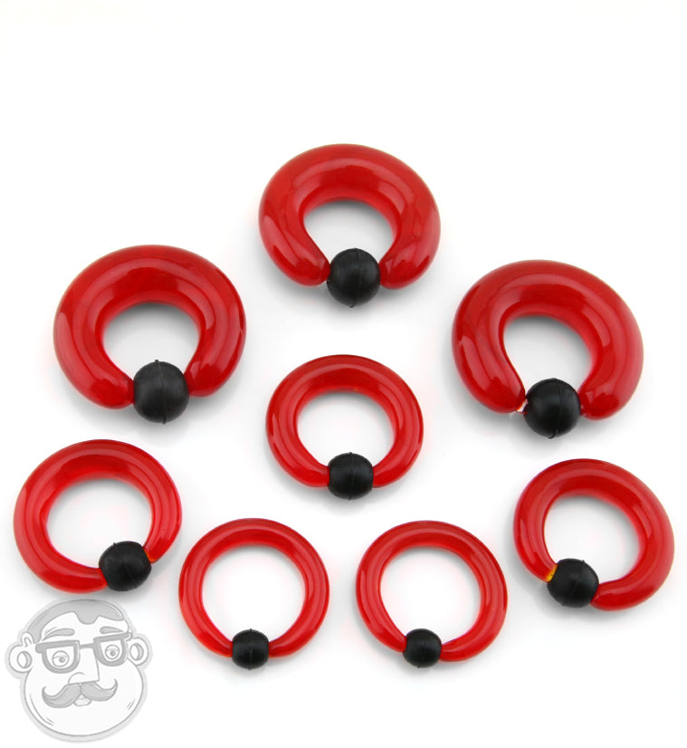 Red Glass Captive Ring