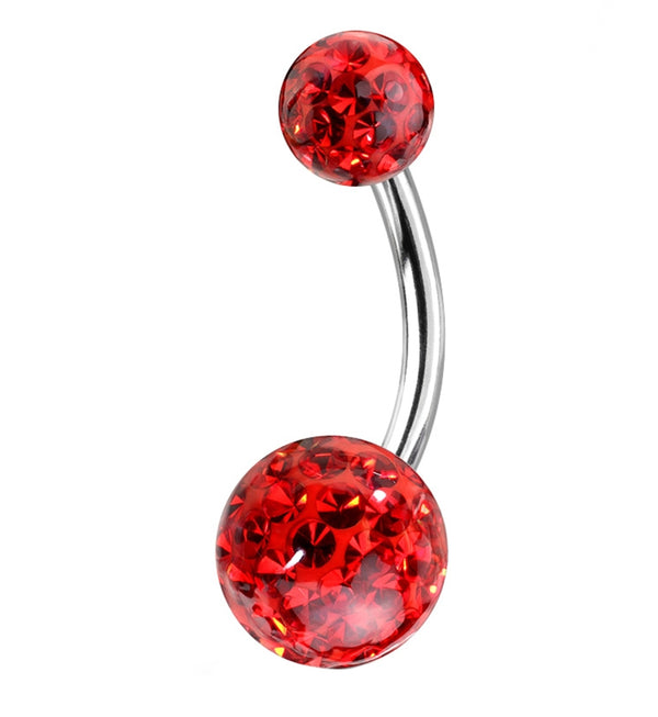 Red Glitterball Belly Button Ring
