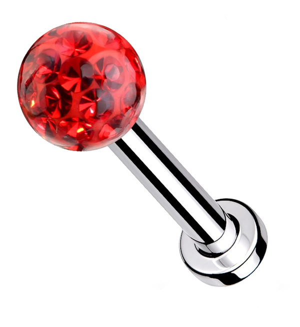 Red Glitterball Stainless Steel Labret