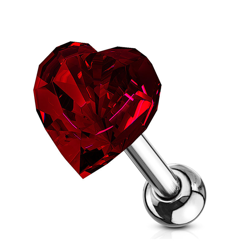 16G Red Heart Cartilage Barbell