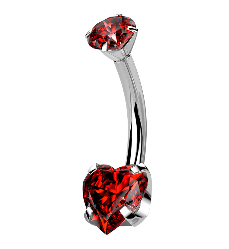 Red Heart CZ Internally Threaded Titanium Belly Button Ring