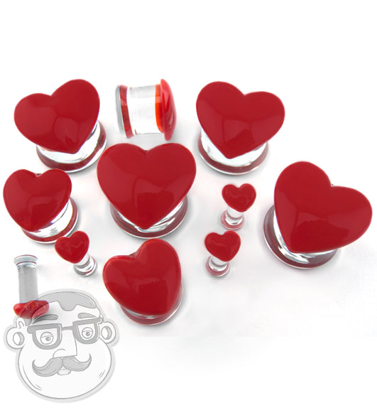 Red Heart Glass Plugs