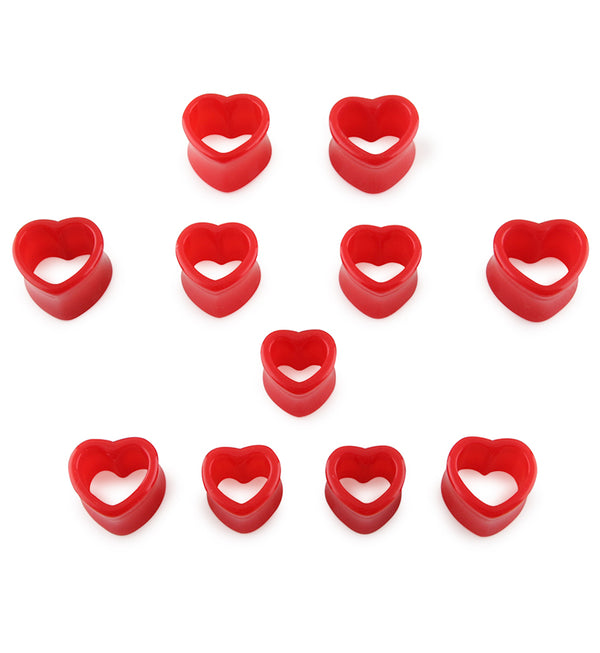 Red Heart Shaped Tunnel Plugs
