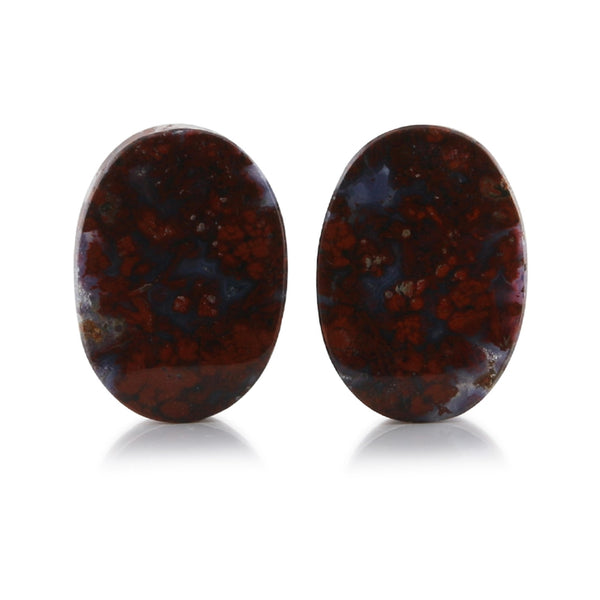Red Moss Agate Stone Oval Plugs 21mm