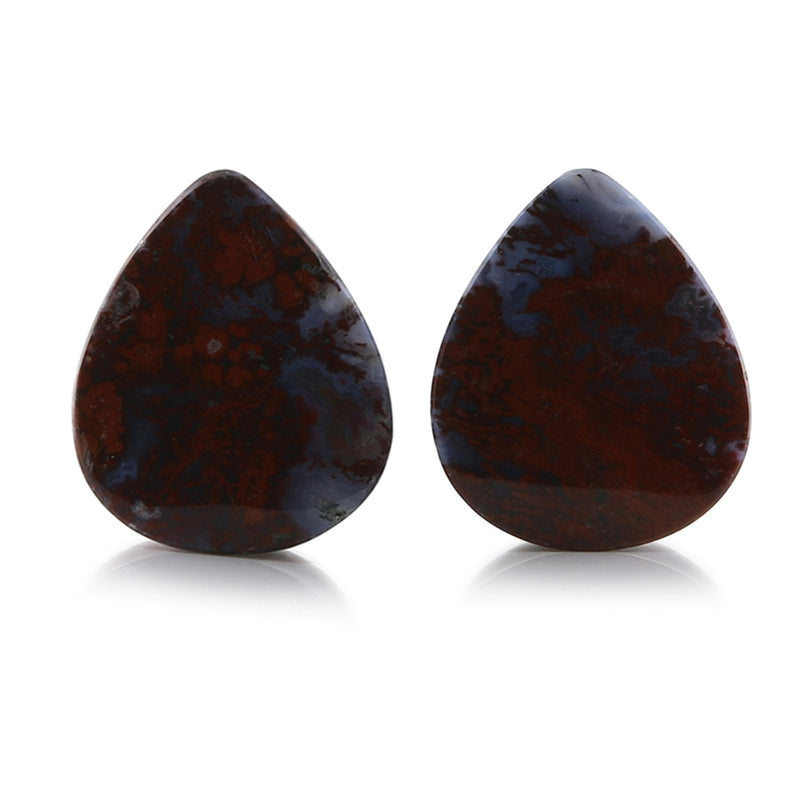Red Moss Agate Stone Oval Plugs 23mm