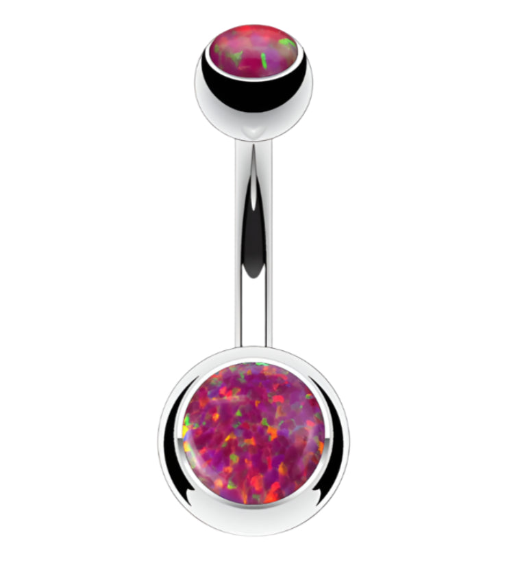 Red Opal Stainless Steel Belly Button Ring