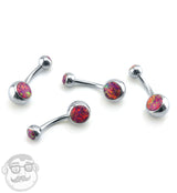 Red Opal Stainless Steel Belly Button Ring