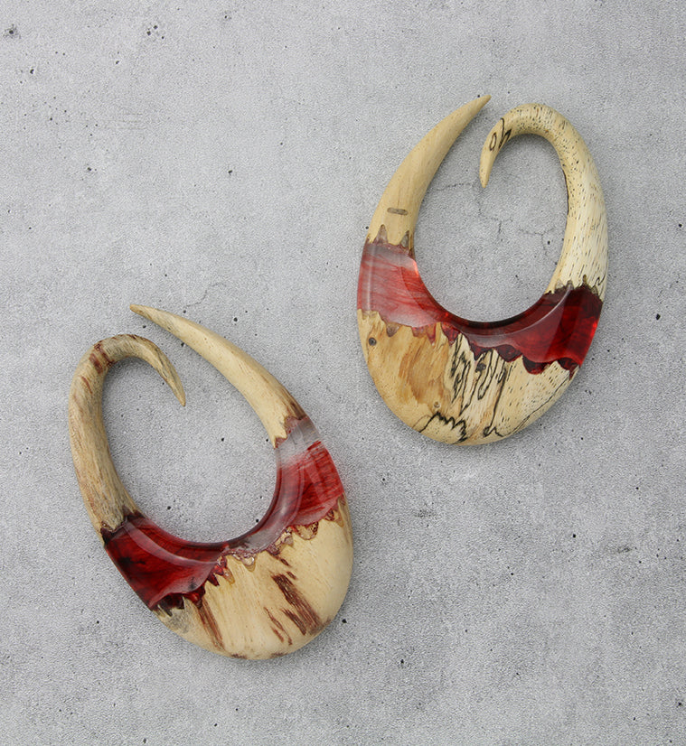 Red Resin Ellipse Tamarind Wood Ear Weights