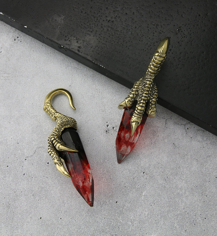 Red Resin Talon Brass Ear Weights