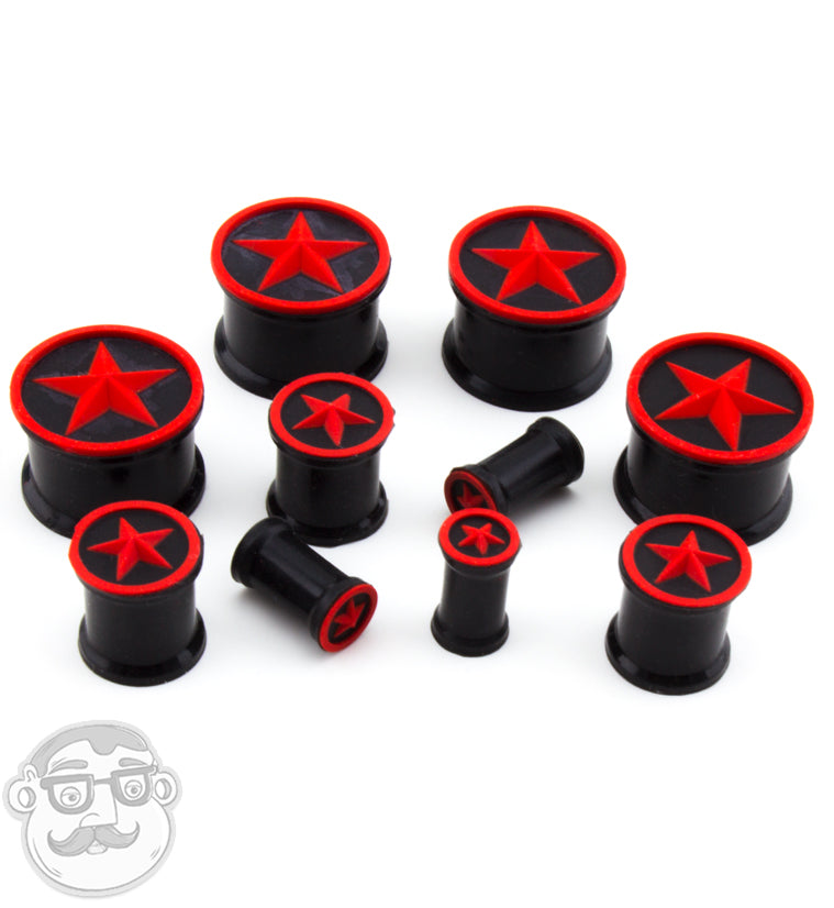 Red Nautical Star Silicone Plugs