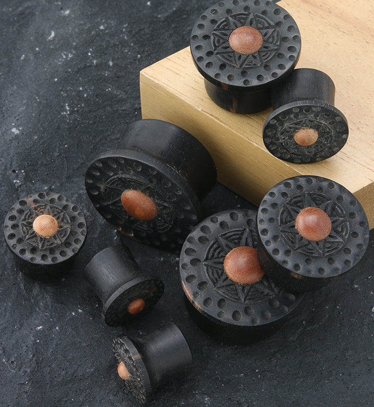 Red Sun Hammered Areng Wood Mayan Flare Plugs