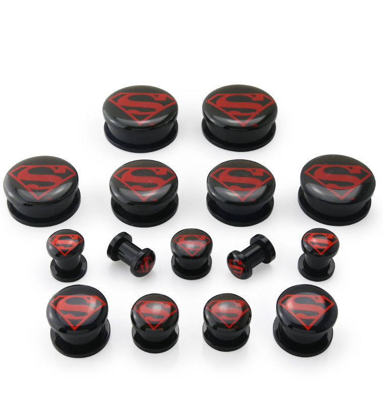 Red Superman Screw Back Plugs