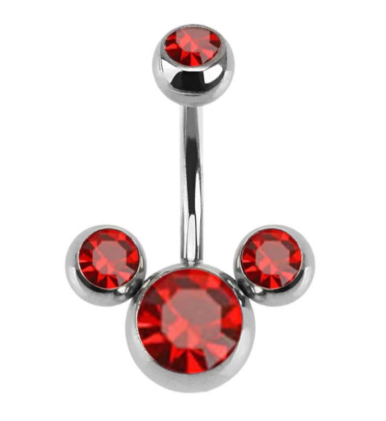 Red Trinity CZ Belly Button Ring