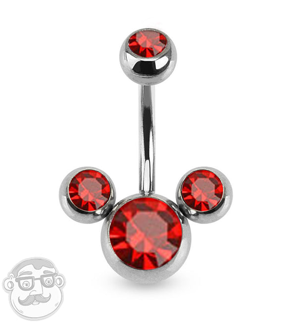 Red Trinity CZ Belly Button Ring