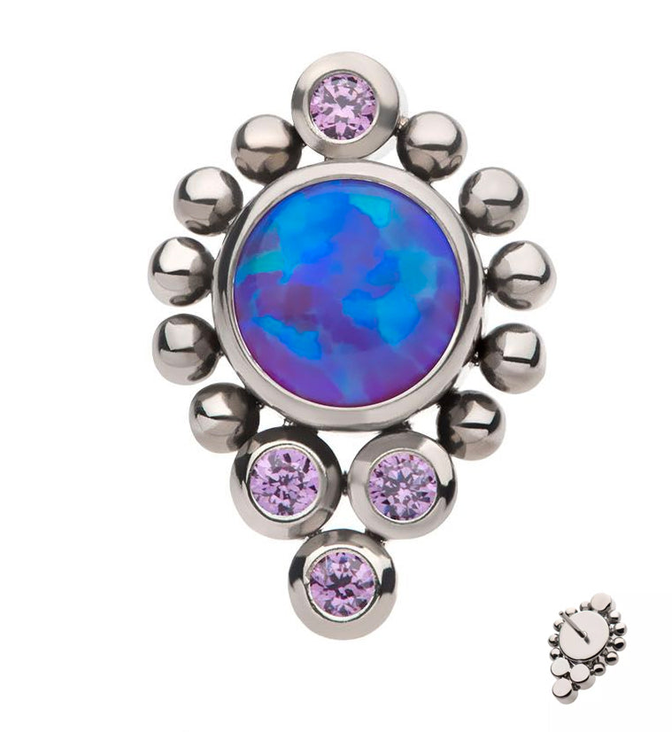 Regal Purple Opalite Purple CZ Titanium Threadless Top