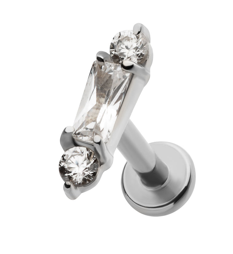 Reign Clear CZ Stainless Steel Internally Threaded Labret