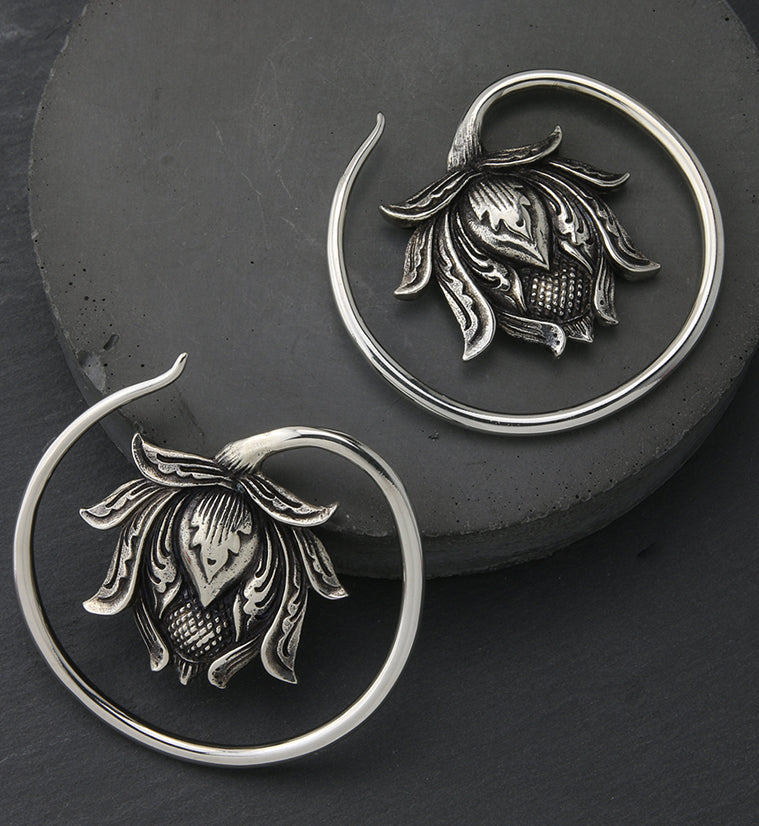 Resting Lotus White Brass Ear Weights