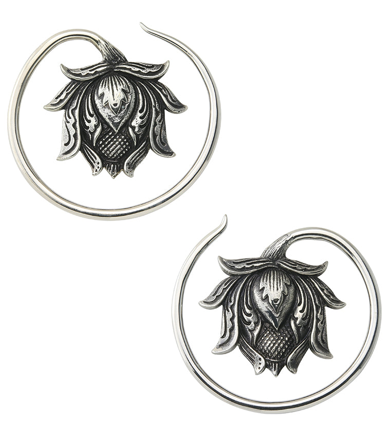 Resting Lotus White Brass Ear Weights