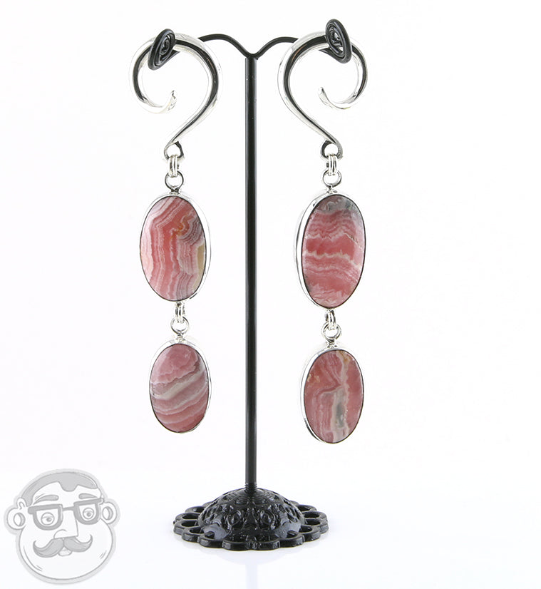 Double Rhodochrosite Stone Ear Weights