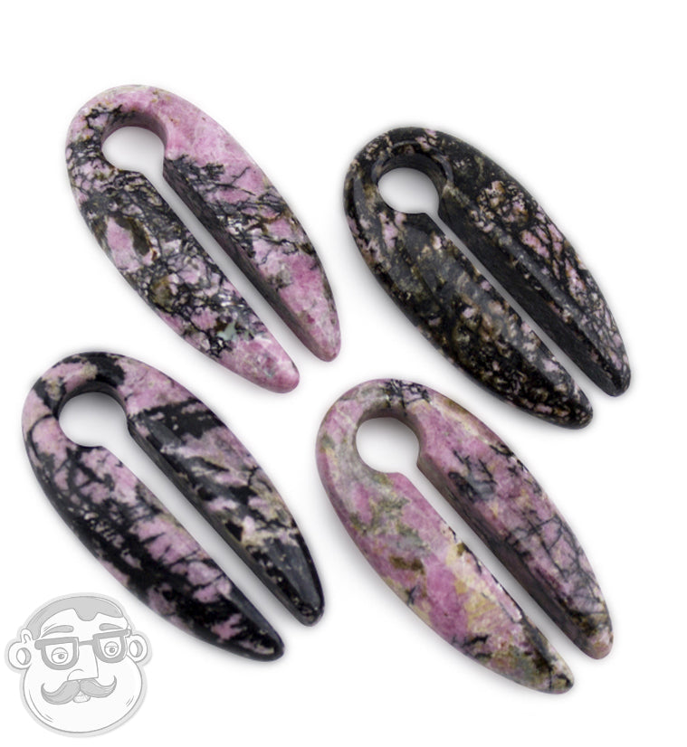 Rhodonite Stone Keyhole Ear Weights