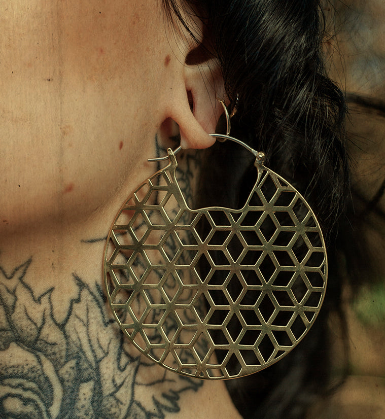 Rhombi Brass Earrings - Weights