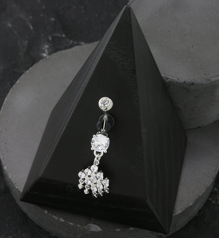 Rhombus CZ Dangle Stainless Steel Belly Button Ring