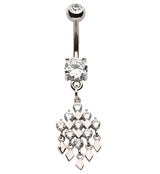 Rhombus CZ Dangle Stainless Steel Belly Button Ring
