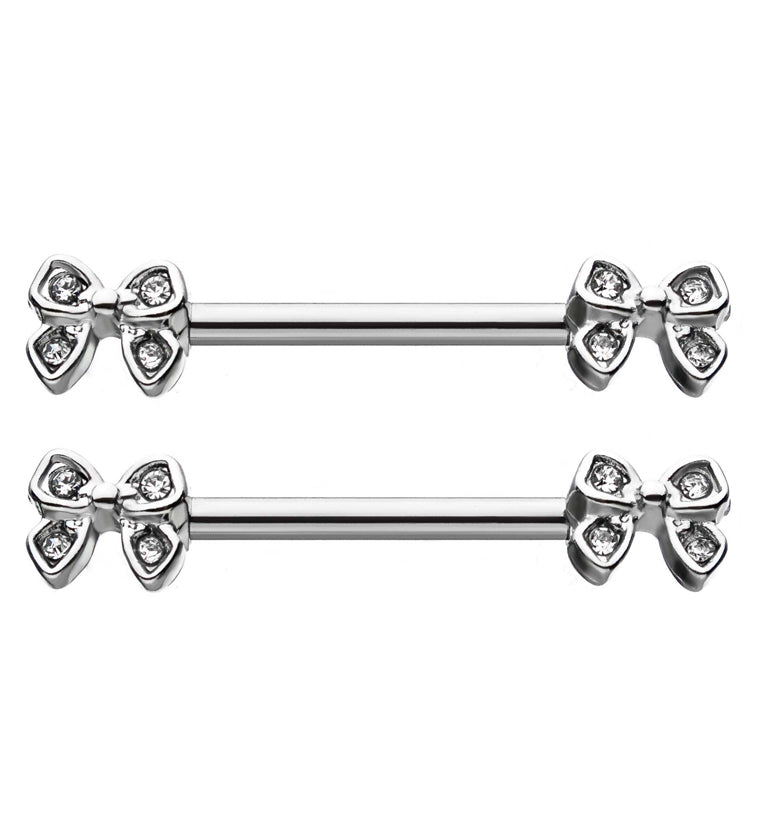 14G Double Ribbon Nipple Rings Barbell