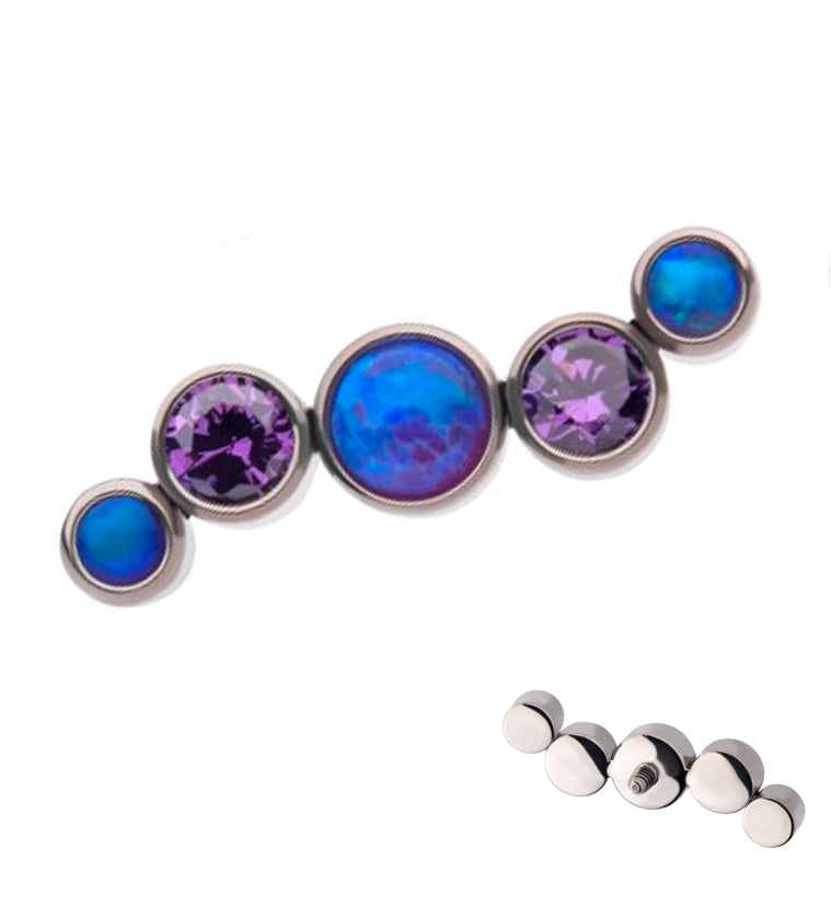 Ripple Amethyst CZ and Purple Opalite Internally Threaded Titanium Top