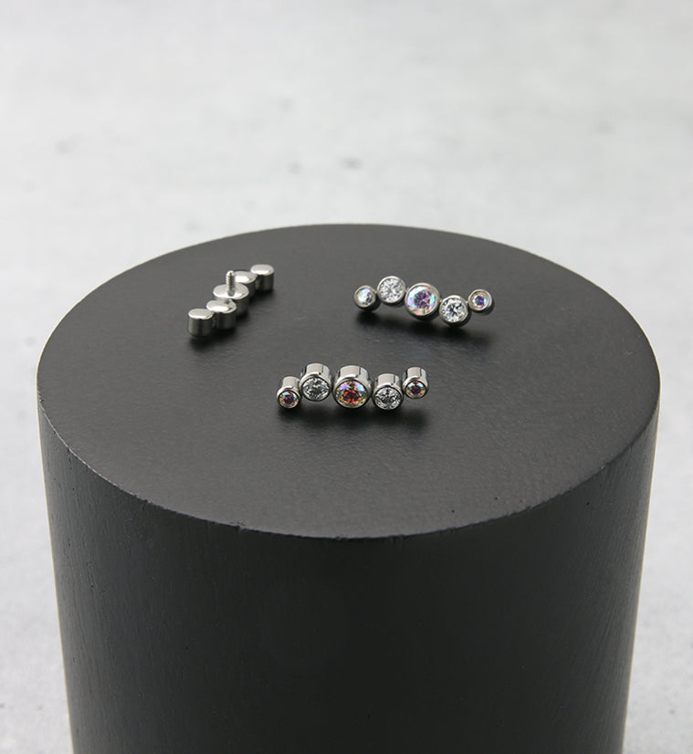 Ripple Rainbow Aurora CZ Internally Threaded Titanium Top