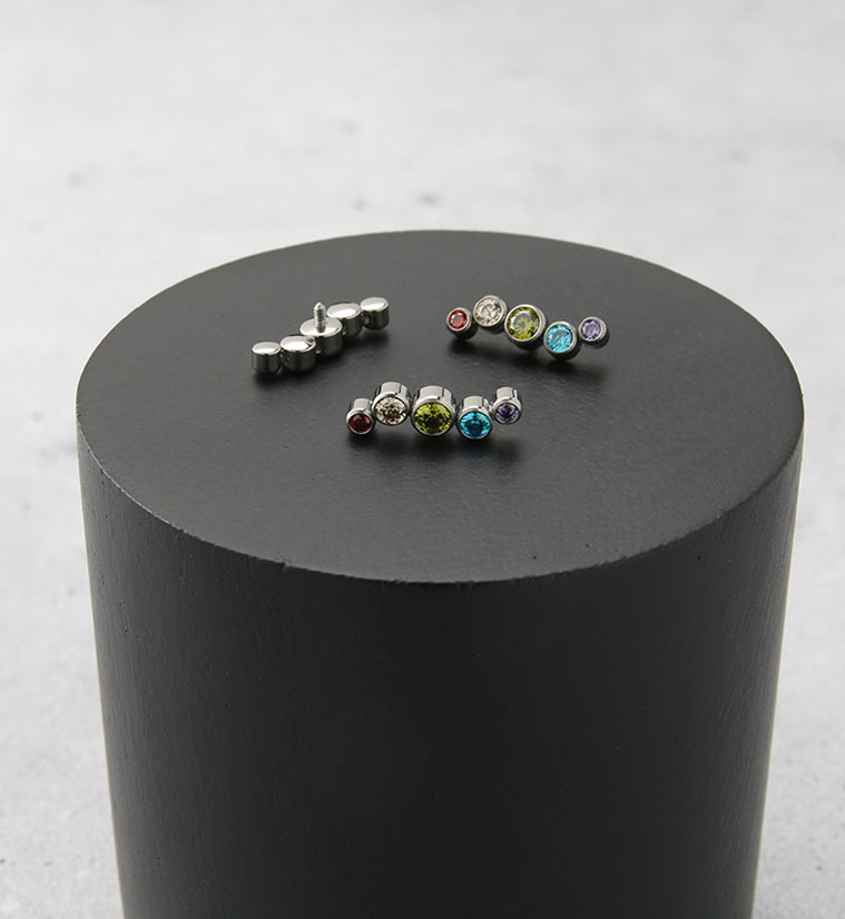 Ripple Rainbow CZ Internally Threaded Titanium Top