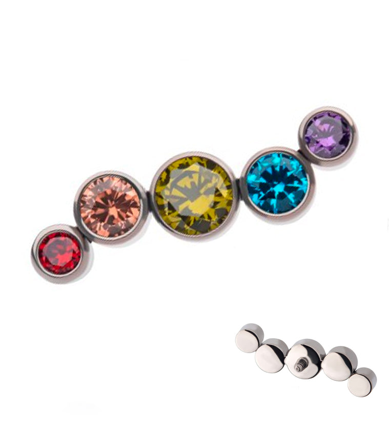 Ripple Rainbow CZ Internally Threaded Titanium Top