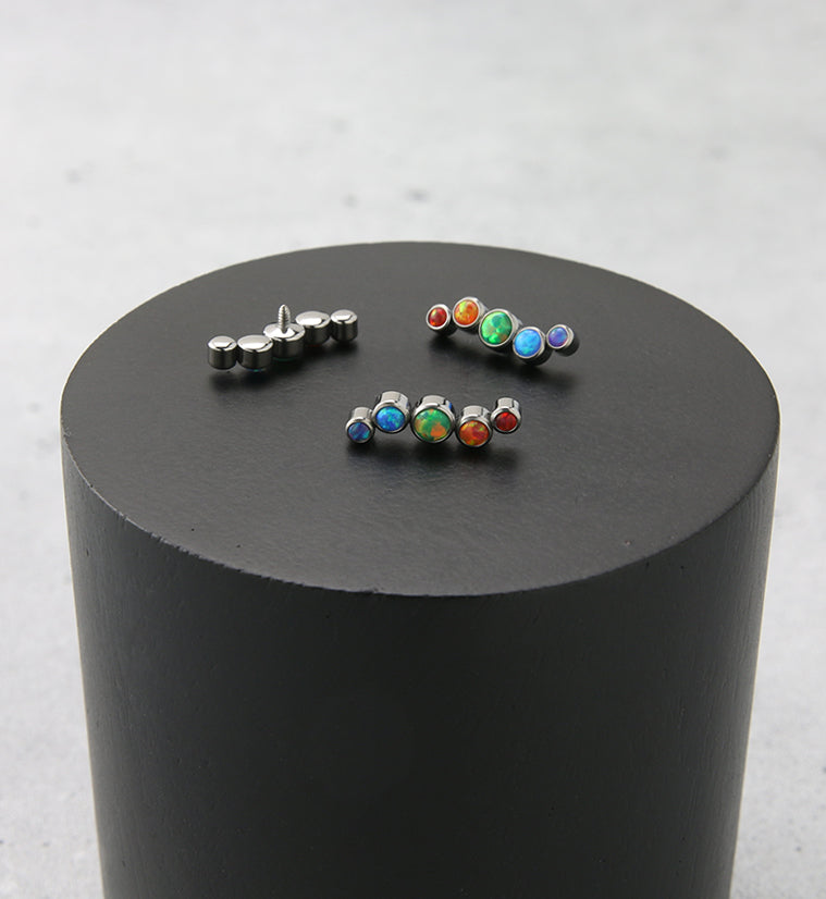 Ripple Rainbow Opalite Internally Threaded Titanium Top