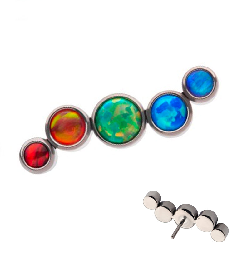 Ripple Rainbow Opalite Threadless Titanium Top