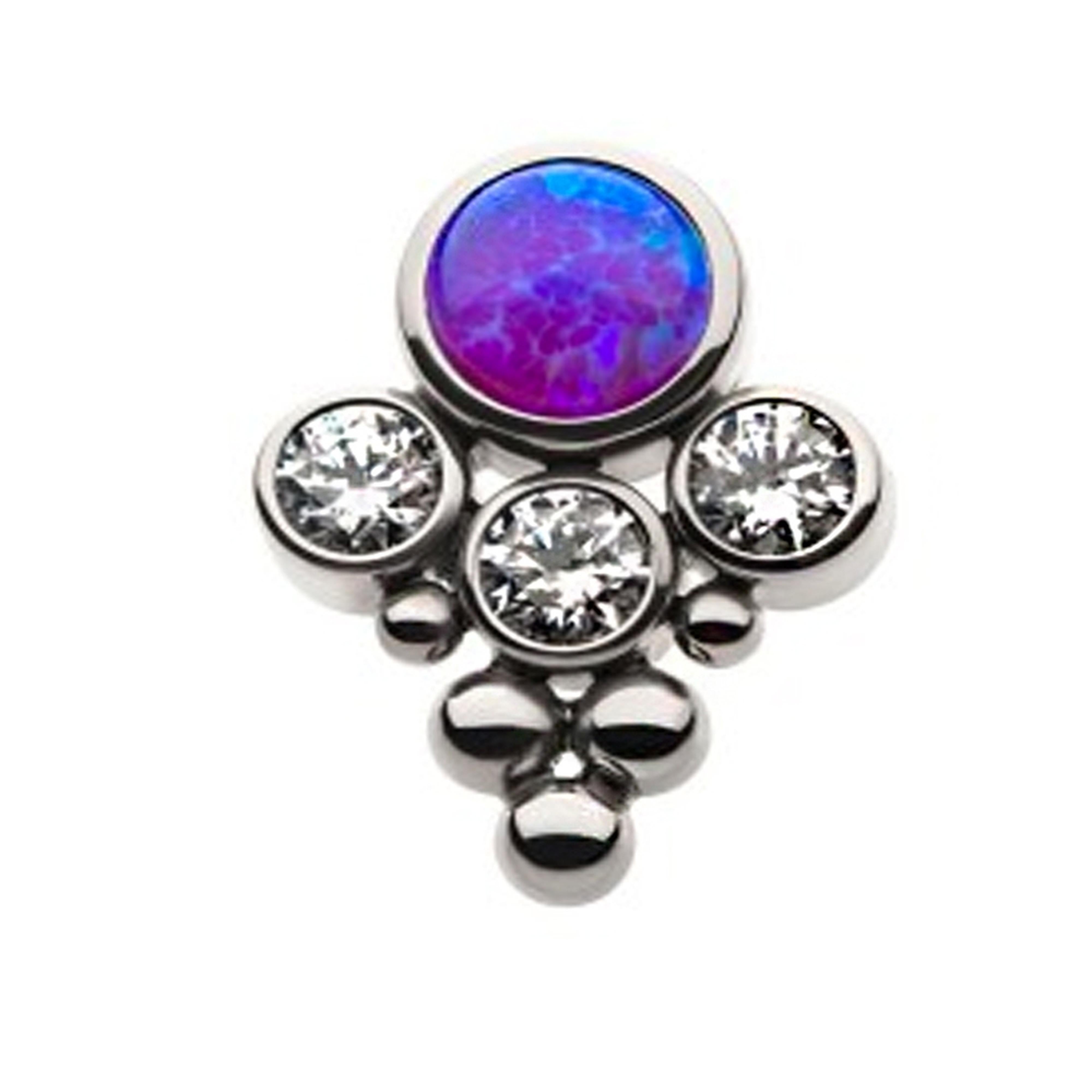 Rival Purple Oplaite X Clear CZ Titanium Threadless Top