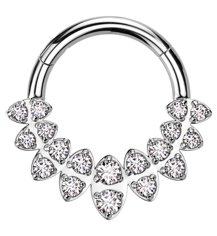 Riviere Clear CZ Stainless Steel Hinged Segment Ring