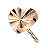 Rose Gold PVD Retro Heart Threadless Titanium Top