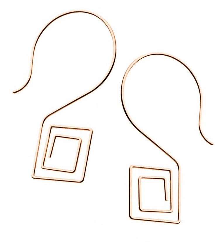 18G Rose Gold Squared Spiral Earrings