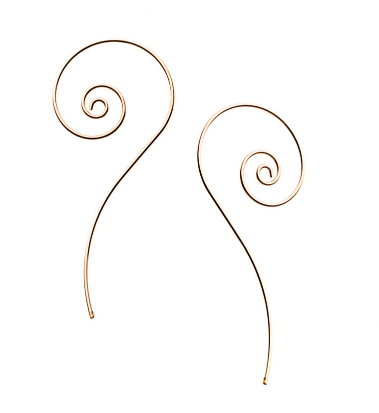 18G Rose Gold Tail Spiral Earrings
